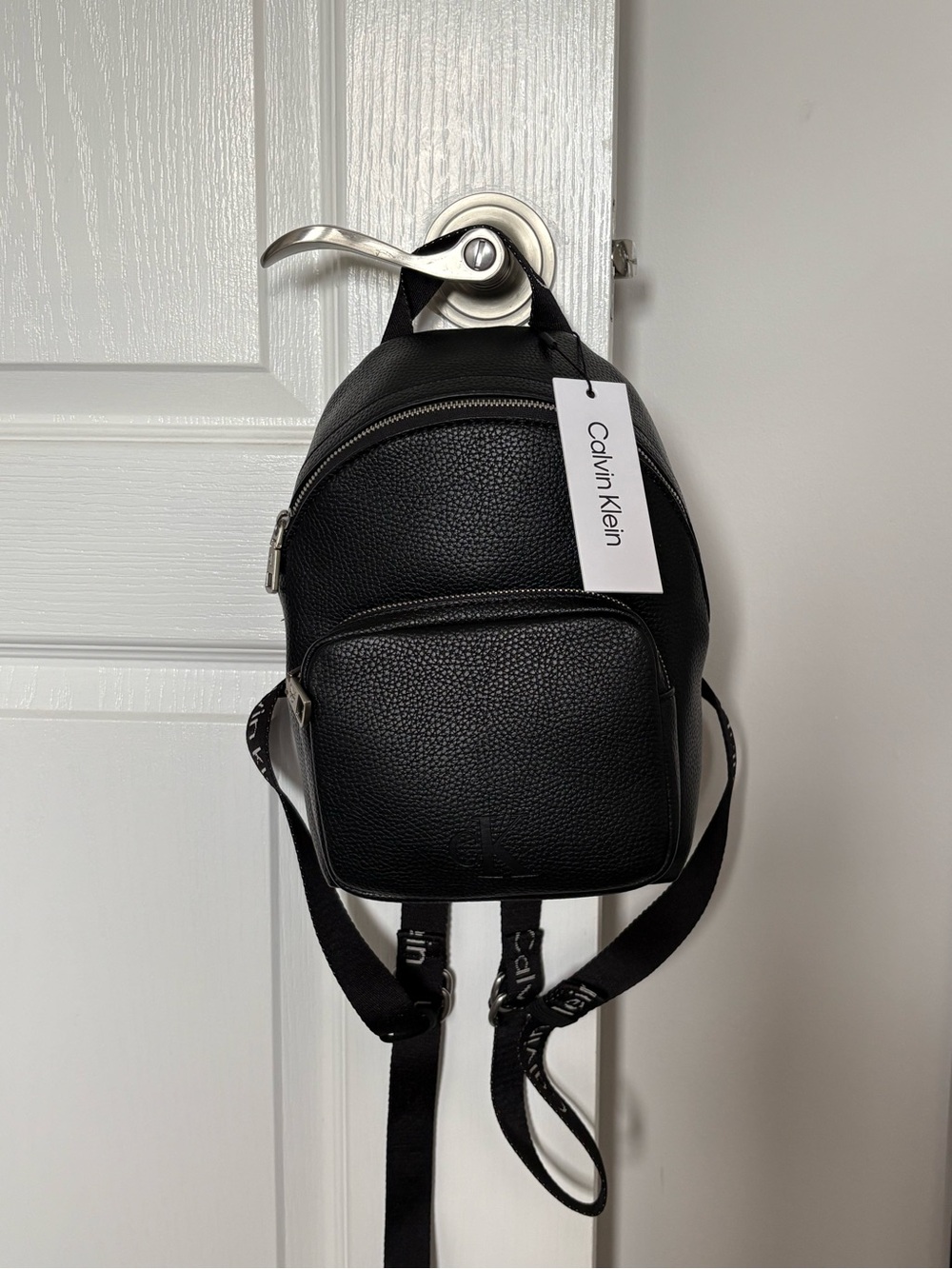 Calvin Klein Black Pebbled Leather Mini Backpack